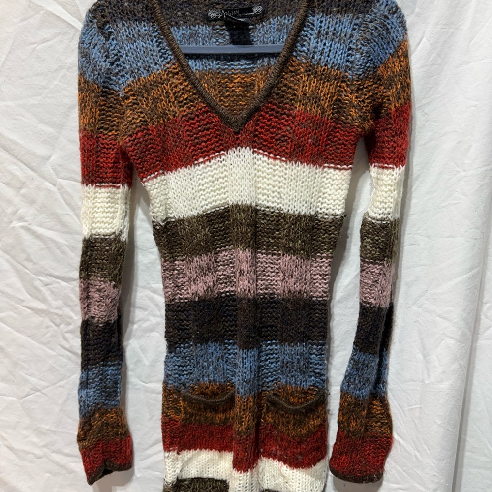 Striped V-Neck Women's Sweater
